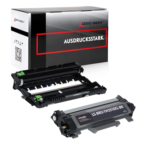 Logic-Seek TN2510XL + DR2510 Toner und Trommel kompatibel für Brother TN-2510XL/DR-2510 passend für HL-L2400DWE MFC-L2835DW DCP-L2660DW HL-L2445DW MFC-L2827DW (2er Set, Black) von Logic-Seek