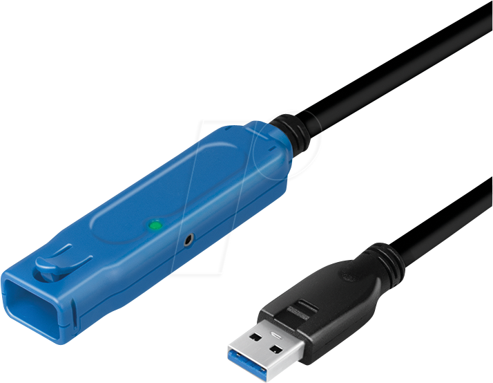 LOGILINK UA0401 - USB 3.0 Kabel, A Stecker auf Buchse, Verstärker, blau/schwarz, 3 von Logilink