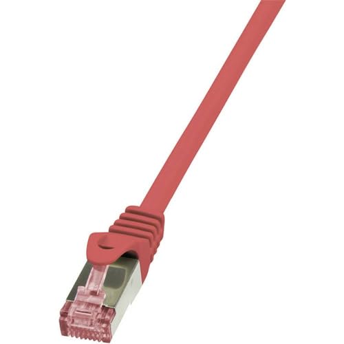 LogiLink CQ2014S RJ45 Netzwerkkabel, Patchkabel CAT 6 S/FTP 25.00cm Rot Flammwidrig, mit Rastnasensc, 5 Stück von Logilink