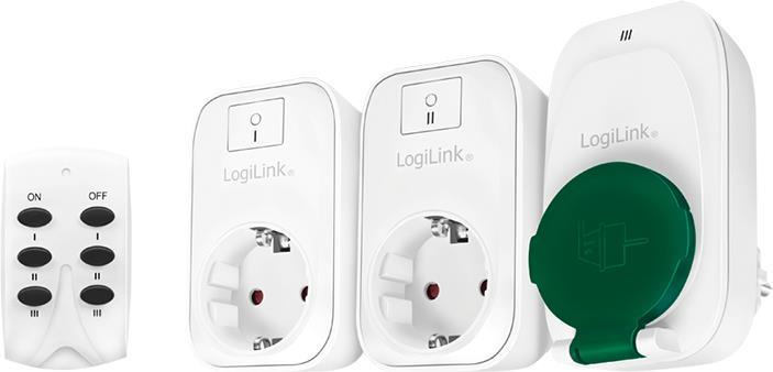 LogiLink EC0009 - 2 x Indoor Sockets & 1 x Outdoor Socket & 1 x Remote Control - Smartplug-Kit - kabellos - 433.92 MHz - weiß von Logilink