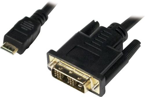LogiLink HDMI / DVI Adapterkabel HDMI-Mini-C Stecker, DVI-D 18+1pol. Stecker 2.00m Schwarz CHM004 HD von Logilink
