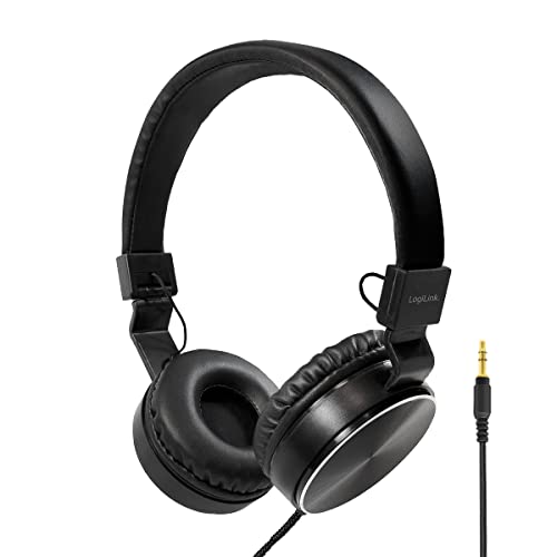 LogiLink HS0049BK - Eleganter, faltbarer Stereo Kopfhörer mit hoher Klangqualität, Schwarz von Logilink