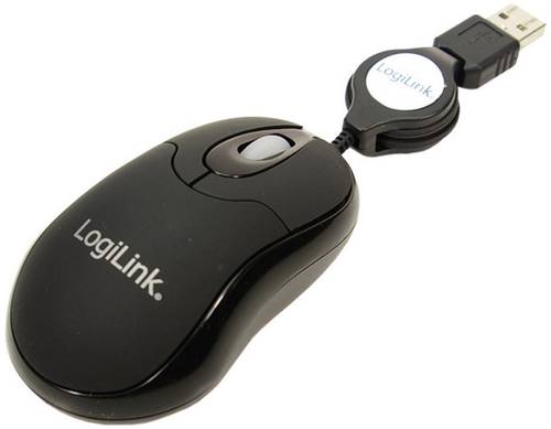 LogiLink ID0016 Maus USB Optisch Schwarz 3 Tasten 800 dpi Kabeleinzug von Logilink
