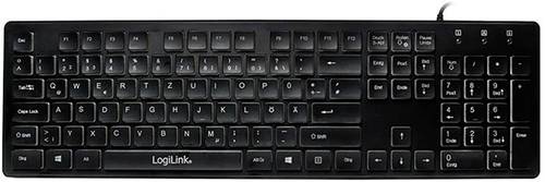 LogiLink ID0138 USB Tastatur Deutsch, QWERTZ Schwarz Beleuchtet von Logilink