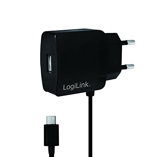 LogiLink PA0146 USB Steckdosenadapter mit Micro-USB-Kabel, 1x USB-Port, 10W schwarz von Logilink