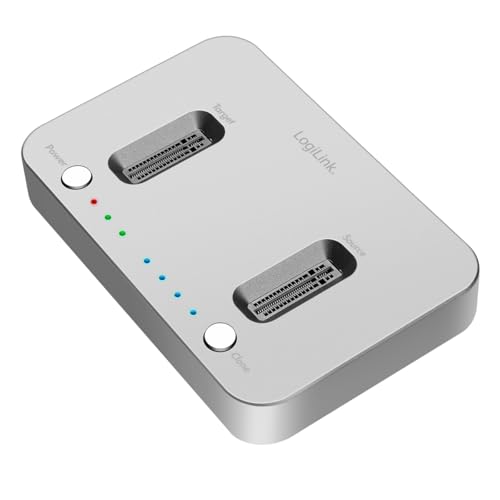 LogiLink QP0033 -, USB 3.2 (Gen 2) Dockingstation 2-Port für M.2 NVMe SSD, mit Offline-Clone, Farbe: Silber von Logilink