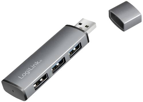 LogiLink UA0395 USB 3.2 Gen 2-Hub mit Aluminiumgehäuse, mit Status-LEDs Spacegrau von Logilink