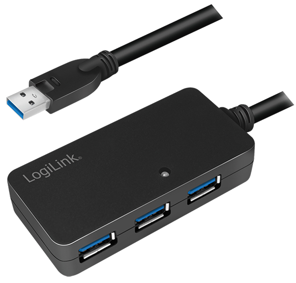 LogiLink USB 3.0 Aktives Verlängerungskabel mit USB-Hub, 10m von Logilink