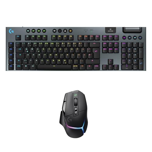 Logitech G G915 X LIGHTSPEED Low-Profile-Kabellose Gaming-Tastatur, Double-Shot-PBT-Tastenkappen, GL Brown-Tactile, PC/Mac, DEU QWERTZ, Logitech G502 X PLUS LIGHTSPEED Kabellose RGB-Gaming-Maus von Logitech G