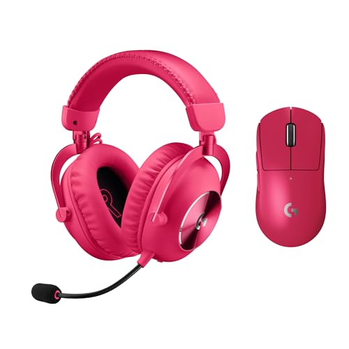 Logitech G PRO X SUPERLIGHT 2 LIGHTSPEED kabellose Gaming-Maus, USB-C-Aufladen, PC & Mac + PRO X 2 LIGHTSPEED kabelloses Gaming-Headset, Graphen-Lautsprecher 50 mm, für PC, PS5 - Rosa von Logitech G