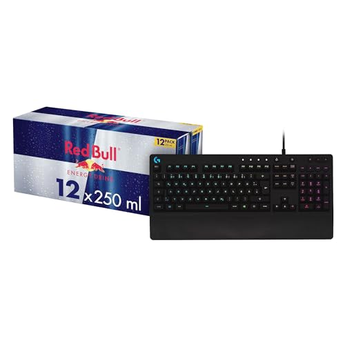 Logitech G213 Prodigy Gaming-Tastatur + Red Bull Energy Drink Dosen Getränke 12er Palette, EINWEG (12 x 250 ml) von Logitech G