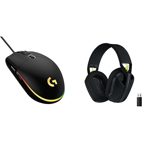 Logitech G203 Gaming-Maus mit anpassbarer LIGHTSYNC RGB-Beleuchtung + Logitech G 435 Lightspeed Wireless Bluetooth Gaming Headset, Schwarz von Logitech G