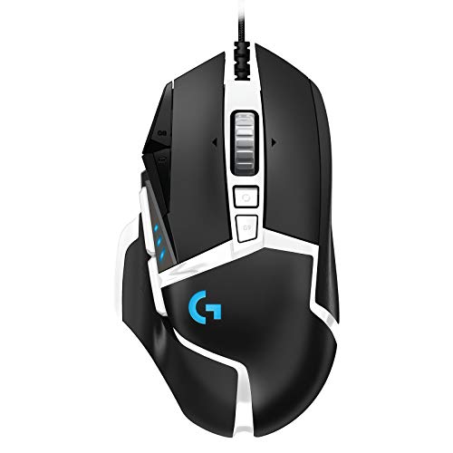 Logitech G502 HERO Gaming-Maus Special Edition mit HERO 25K DPI Sensor, RGB-Beleuchtung, Gewichtstuning, 11 programmierbare Tasten, anpassbare Spielprofile, PC/Mac - Schwarz/Weiß von Logitech G