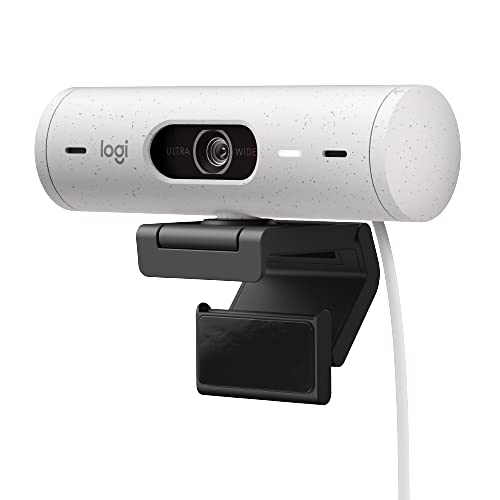Logitech Brio 500 Full-HD-Webcam mit Auto-Lichtkorrektur, Zeigemodus, Doppelmikrofon + Rauschunterdrückung, Webcam-Abdeckung, für Microsoft Teams, Google Meet, Zoom, USB-C-Kabel - Weiß von Logitech