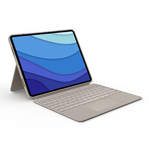 Logitech Combo Touch Tastatur-Case für iPad Pro 12,9 Zoll (5. und 6. Generation 2021, 2022) Abnehmbare mit, Stellhalterung, überall klickbarem, Smart Connector, Deutsches QWERTZ-Layout - Sandfarbe von Logitech
