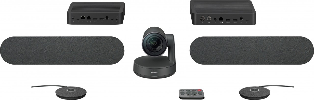 Logitech ConferenceCam RALLY Plus Kit, 4K Ultra HD, grafit 3840x2160, USB, Bluetooth, HDMI, Netzwerk, Hub, 2x Lautsprecher, 2x Mikrofon von Logitech