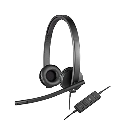 Logitech H570e Kopfhörer mit Mikrofon, Stereo-Headset, Rauschunterdrückung, Lautstärkeregelung und Stummschaltung mit LED-Anzeige am Kabel, Ohrpolster, USB-Anschluss, PC/Mac/Laptop - Schwarz von Logitech