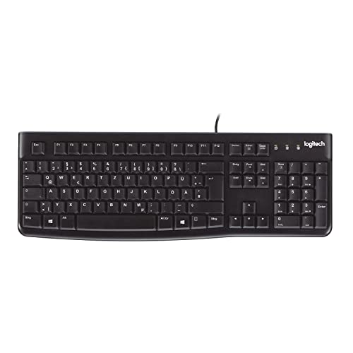 Logitech K120 Kabelgebundene Tastatur für Windows, USB-Anschluss, Leises Tippen, Robust, Spritzwassergeschützt, Einstellbare Tastaturaufsteller, Schweizer QWERTZ-Layout - Schwarz von Logitech