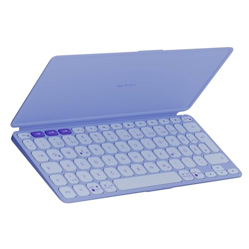 Logitech Keys-To-Go 2, mobile Bluetooth-Tastatur für Tablets mit integriertem Schutzcover, schlanke, kabellose Tastatur für Windows, Android, Linux, iPad, iPhone, Mac, Apple TV, DEU QWERTZ - Lila von Logitech