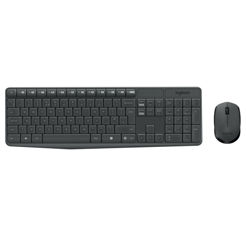 Logitech Logitech MK235 kabelloses Tastatur-Set grau Wireless-Tastatur (Standardgröße mit Pfeil- und Nummernblock) von Logitech