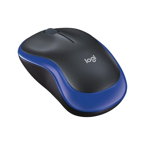 Logitech M185 Kabellose Maus, 2,4 GHz mit USB-Nano-Empfänger, 12 Monate Batterielaufzeit, 1000 DPI Optical Tracking, Für Links- und Rechtshänder, Kompatibel mit PC, Mac, Laptop - Blau von Logitech