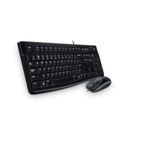 Logitech MK120 Kabelgebundenes Tastatur-Maus-Set, Optische Maus, USB-Anschluss, PC/Laptop, Tschechisches QWERTZ-Layout - Schwarz von Logitech