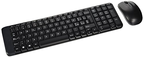 Logitech MK220 Kompaktes, Kabelloses Set mit Tastatur und Maus für Windows, Italienisches QWERTY-Layout - Schwarz von Logitech