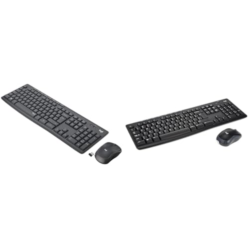 Logitech MK295 Kabelloses Maus- und Tastatur-Kombinationsset – Schwarz & MK270 Kabelloses Tastatur- und Maus-Kombinationsset für Windows, 2,4 GHz kabellos, kompakte Maus – Schwarz von Logitech