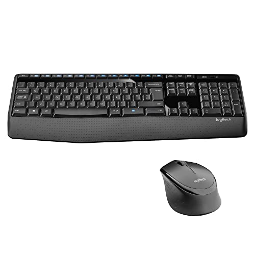 Logitech MK345 Kabelloses Set mit Tastatur in Standardgröße und komfortabler Maus für Rechtshänder, US QWERTY-Layout - Schwarz von Logitech