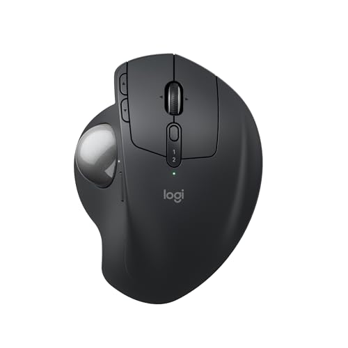 Logitech MX Ergo S Advanced kabellose Trackball-Maus, über USB-C wiederaufladbare kabellose ergonomische Maus mit Bluetooth und verschlüsseltem Dongle, 6 programmierbare Tasten, für PC/Mac - Graphit von Logitech