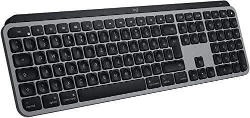 Logitech MX Keys für Mac kabellose beleuchtete Tastatur, Handballenauflage, taktiler Tastatursteuerung, LED-Tasten, Bluetooth, USB-C, 10 Tage Batterielebensdauer, Metallaufbau, Apple macOS - Graphit von Logitech