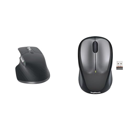 Logitech MX Master 3S – Kabellose Performance-Maus mit ultraschnellem Scrollen, ergonomisch, 8K DPI – Dunkelgrau & M235 Kabellose Maus, 2,4 GHz mit USB-Unifying-Empfänger, 1000 DPI optisches Tracking von Logitech