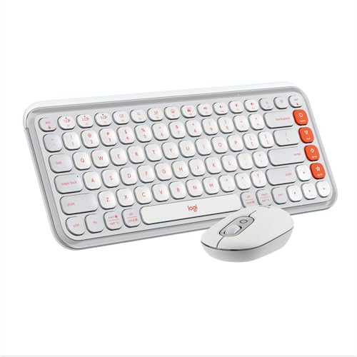 Logitech POP ICON Combo, Bluetooth-Tastatur-Maus-Set, Komfortables Tippen, programmierbare Tasten, leise Klicks, Easy-Switch für bis zu 3 Geräte – Grauweiß von Logitech