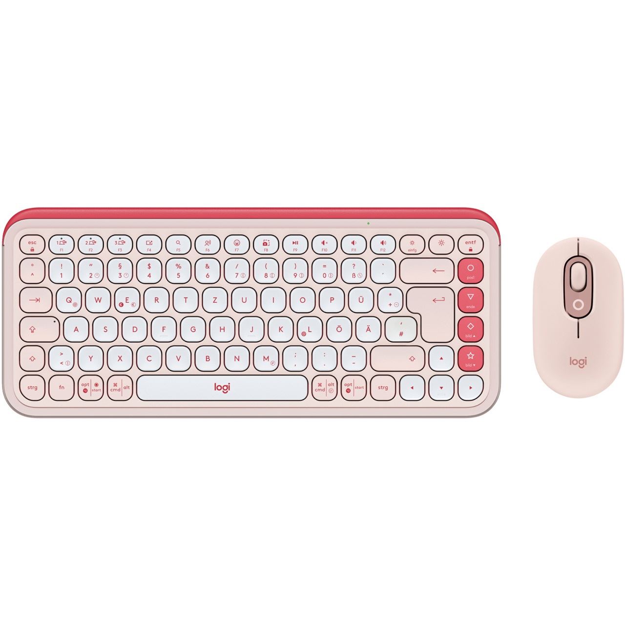 Logitech Pop Icon Combo Tastatur mit Maus, Rosa und Offwhite von Logitech