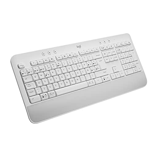 Logitech Signature K650 Comfort kabellose Tastatur mit Handballenauflage, BLE Bluetooth/Logi Bolt USB-Empfänger, Soft-Touch-Tastatur, Numpad, PC/Windows/Mac, Spanisches QWERTY - Weiß von Logitech