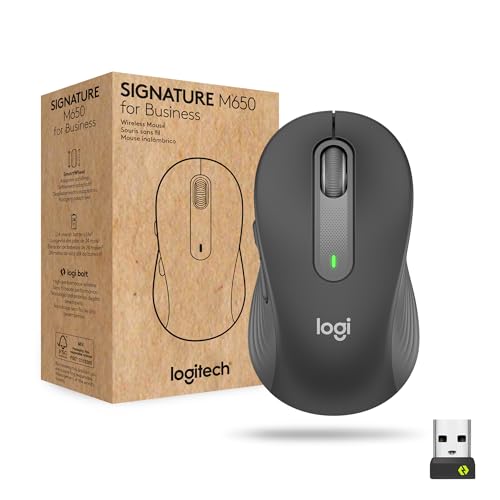 Logitech Signature M650 for Business kabellose Maus, für kleine und mittelgroße Hände, Logi Bolt, Bluetooth, SmartWheel - Grau von Logitech