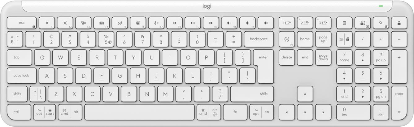 Logitech Signature Slim K950 - Tastatur - 100 % (Fullsize) - kabellos - Bluetooth 5.1 LE - QWERTY - US International - Off-White (920-012466) von Logitech