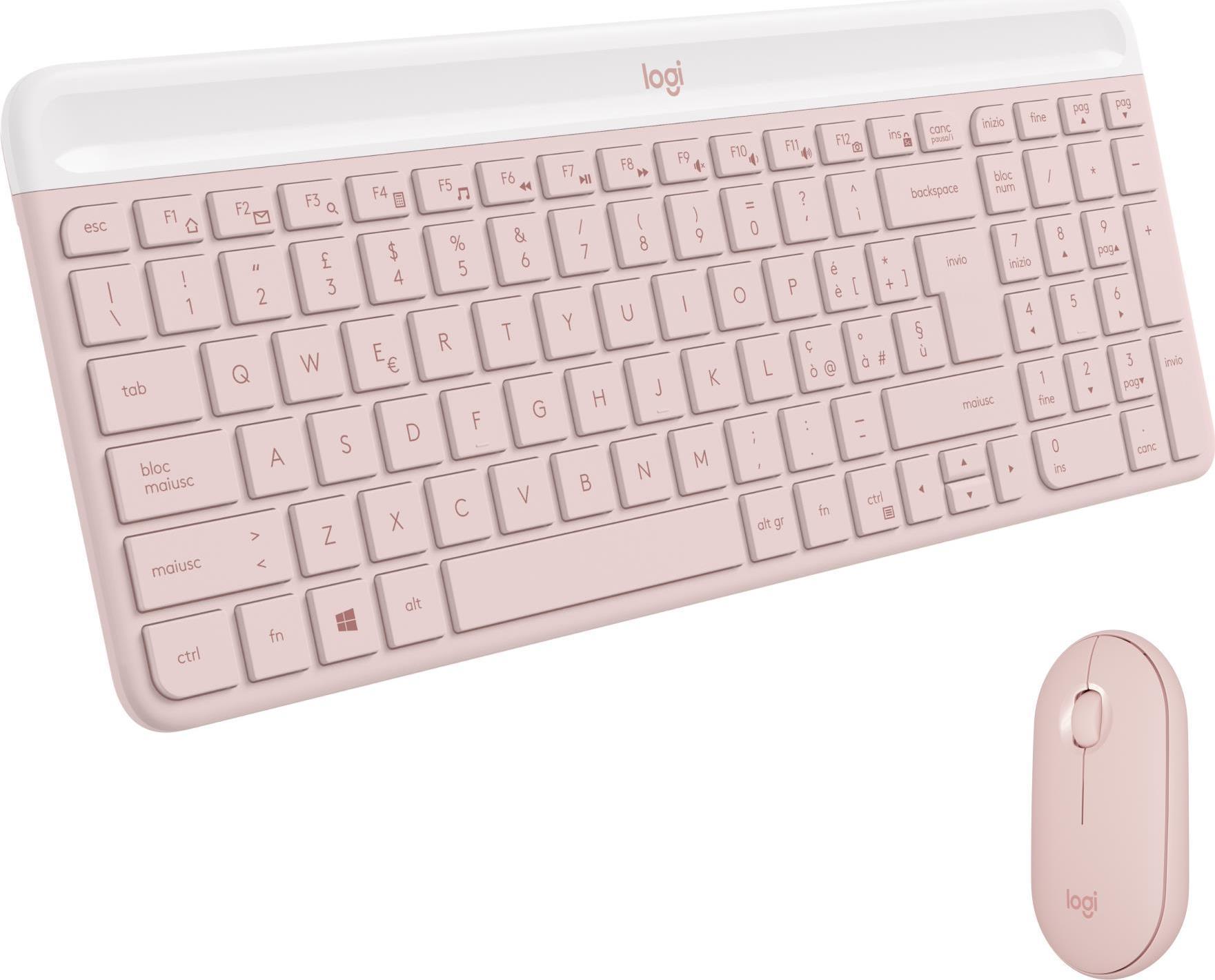 Logitech Slim Wireless Combo MK470 - Tastatur-und-Maus-Set - kabellos - 2,4 GHz - QWERTY - rosé - Layout: Italien (920-011318) (B-Ware) von Logitech