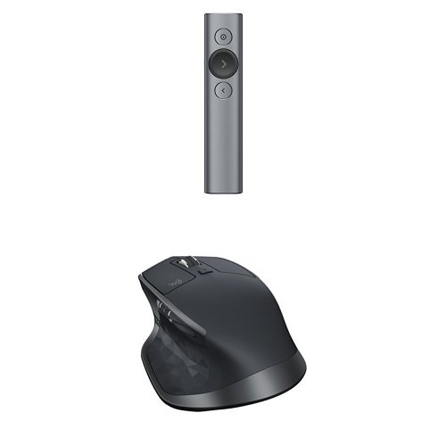 Logitech Spotlight Kabelloses Präsentationsgerät Slate + Logitech MX Master 2S kabellose Maus (Bluetooth, für Mac und Windows) graphit von Logitech