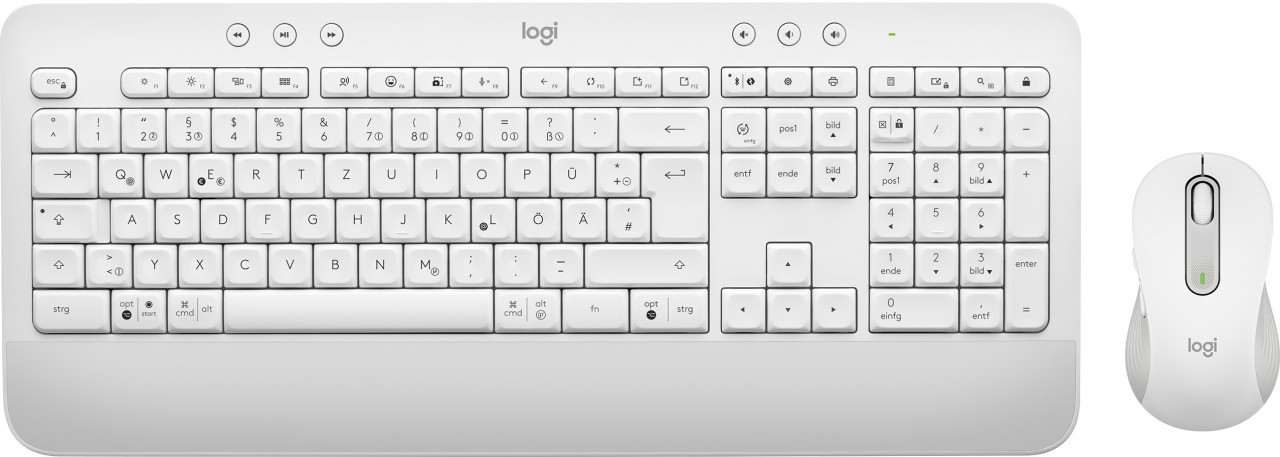 Logitech Tastatur/Maus Set MK650, Wireless, Bolt, Bluetooth, weiss Signature, DE, Optical, 400-4000 dpi, Business von Logitech