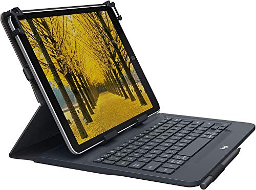 Logitech Universal Folio Tablet-Hülle mit Kabelloser Tastatur, Bluetooth, 2-Jahre Batterielaufzeit, Für 9 Zoll- 10 Zoll Tablets, Apple, Android & Windows-OS, Italienisches QWERTY-Layout - Schwarz von Logitech