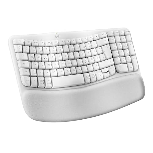 Logitech Wave Keys für Mac, kabellose ergonomische, gepolsterte Handballenauflage, komfortables natürliches Tippen, Bluetooth-Tastatur, Easy-Switch, optimiert für Mac, Apple, iPad, QWERTZ DE - Weiß von Logitech