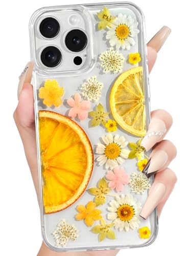 Loheckle Schutzhülle für iPhone 15 Pro, 15,5 cm (6,1 Zoll), süßes Glitzer, getrocknete Blume, Mädchen, ästhetisch, Kawaii, funkelnd, einzigartiges Design, handgefertigte Handyhülle für Apple 15 Pro von Loheckle