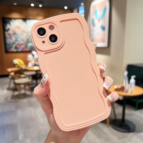 Lomzexwi Kompatibel mit iPhone 15 Pro Hülle Süße Curly Wellen Design Matt Silikon TPU Stoßfestes Frauen Mädchen Handyhülle Bumper Schutzhülle Case für iPhone 15 Pro, Rosa von Lomzexwi