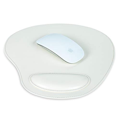 Londo Tapis de Souris Ovale en Cuir PU Avec Repose Poignet - Ergonomique Confort Tapis de Souris (Blanc) von Londo