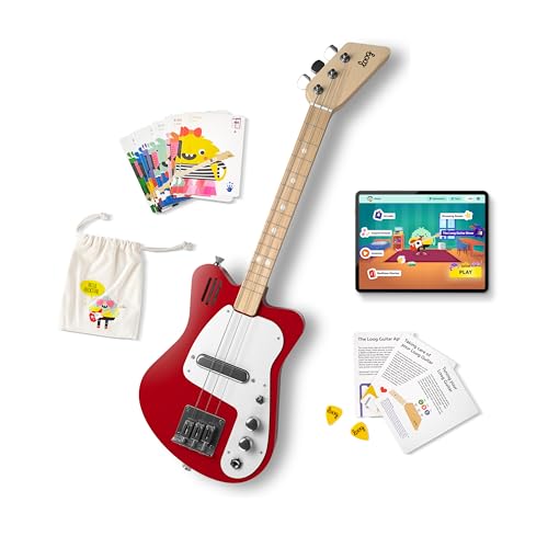 Loog Elektrische Mini-Gitarre für Anfänger, integrierter Verstärker, ab 3 Jahren, Lern-App und Unterrichtsstunden inklusive, Rot Loog Elektrische Mini-Gitarre für Anfänger, integrierter Verstärker, ab 3 Jahren, Lern-App und Unterrichtsstunden inklusive, Rot von Loog