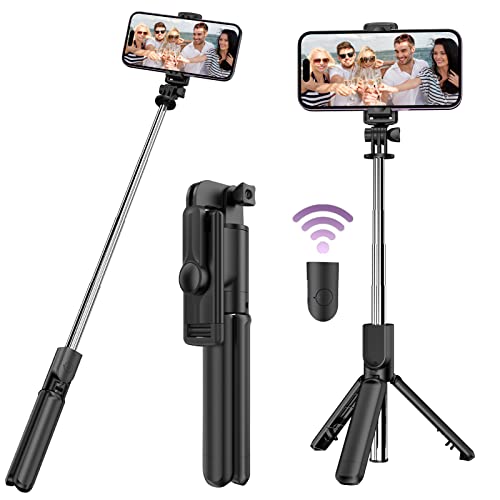 Lopnord Selfie-Stick Tripod, 3-in-1 Selfie-Stick mit Stativ, inklusive kabelloser Fernbedienung und stabilem Stativ Für Smartphone, kompatibel mit iPhone15/14/13/Galaxy S24/S23 Etc von Lopnord