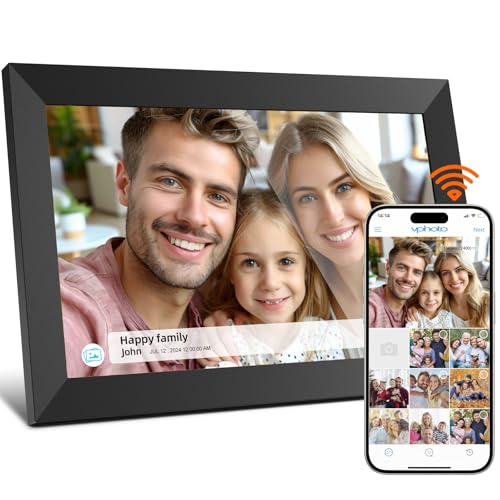 Digitaler Bilderrahmen WiFi 16GB, Digitale Bilderrahmen 10,1 Zoll, Teilen von Fotos auf Elektronischer Bilderrahmen via App von überall, 1280x800 Touch Screen, Auto-Rotate (Black) von Lourcel