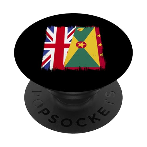 Britische Grenada, halbe Flagge, britisches grenadisches Erbe PopSockets Klebender PopGrip von Love Grenada Flag Design Proud Grenadian Roots