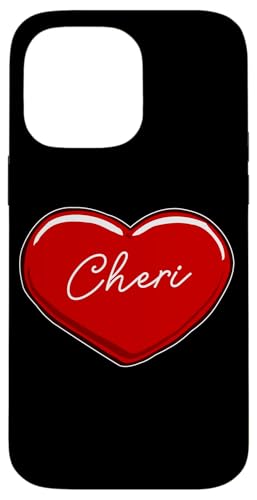 Hülle für iPhone 14 Pro Max Handgezeichnetes Herz Cheri – Vornamen-Herzen I Love Cheri von Love Personalized Hearts